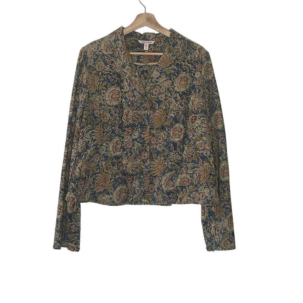 Polo Jeans Company Blue Floral Print 100% Cotton Unlined Jacket Size‎ XL